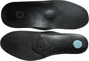 Bellcon Leather Insoles for Men and Women Orthotic Insoles for Flat Feet Plantar Fasciitis Thin Leather Shoe Soles with Semi-Rigid for Arch Support Shoe Pad for Metatarsal and Heel Spurs, Black,