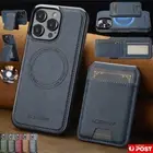 For iPhone 16e 16 15 14 13 12 Pro Max 8 Plus Removable Wallet Case MagSafe Cover