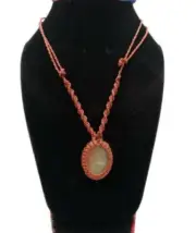 Handmade Necklace Woven in Waxed Macramé Thread Natural Citrine Stone