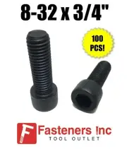 (Qty 100) 8-32 x 3/4" Socket Head Allen Cap Screw 12.9 Black Oxide / Plain