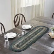 Table Runner Pine Grove Jute Country 13x48 Oval Braided Kitchen Decor VHC Brands