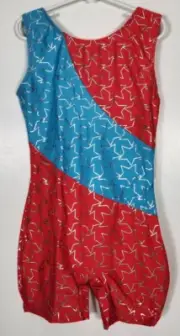 Danskin Gymnastics Girls Size Large (12-14) Patriotic Red Gymnastics Shortall