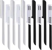 10 Pieces Eyebrow Razor for Women Facial Shaver Razor Brow Shaper Eyebrow Trimmer Dermaplaner Shaping Tool with Cover (Silver, Black)