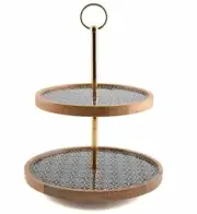Thirstystone Modern Global Two-Tier Wood & Enamel Dessert Stand - NEW