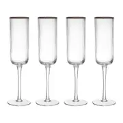 4pc Mikasa Sorrento Crystal Flute Drinking Glass Set 200ml