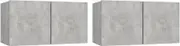 Hanging TV Cabinet Set of 2 - Concrete Grey 60x30x30 cm, Space-Saving Wall Mounted TV Unit for Living Room & Bedroom, Modern Durable Design