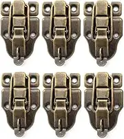 QMseller 6-Pack Retro Bronze Style Box Toggle Latch Antique Metal Duckbilled Hasp Latch Catch with Padlock Hole for Jewelry Box Cabinet Small Wooden Case Ordinary Box Crafts