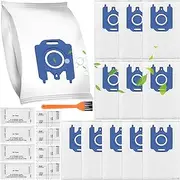 12 Pack GN 3D Efficiency Vacuum Bags Compatible with Miele Hoover Bag, for Hyclean GN Dust Bags Classic C1, Complete C2 C3, S2 S5 S8 S400 Series, with 8 Air Filters and 1 Brush