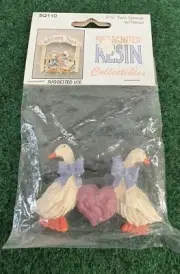 Vintage Pre- Painted Resin Collectibles-Geese With A Heart- 2 1/2” -BQ110- New