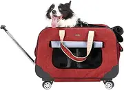 Dog Carrier On Wheels,Dog Carrier with Wheels for Small Dog,Rolling Dog Carrier with Wheel,Pet Trolley Case Carrier for Small Dog,Pet Carrier with Wheels