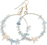 [NOLITOY] Large Hoop Dangle Earrings Beach Earrings With Fish Hooks Marine-themed Jewelry For Women Coastal Style And Trendy Outfits