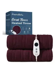 [Dreamaker] Coral Fleece Electric Heated Throw Blanket in Cherry