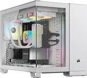 CORSAIR iCUE Link 2500X RGB Tempered Glass Small-Tower mATX Dual Chamber PC Case – 2X CORSAIR RX120 RGB Fans Included – Wide Cooling Flexibility – Reverse Connection Motherboard Compatible – White