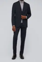 Kenneth Cole Mens Blue Techni-Cole Slim-Fit Stretch 2-Piece Suit Set 38S
