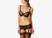 New Tags - GOSSARD VIP Size M Or 12 Black Noir Femme Fatale Garter Belt