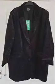 River Island Black Velvet Sparkle Tux Blazer Plus Size uk 24 Bnwt