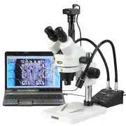 AmScope 3.5X-225X Zoom Stereo Microscope w Gooseneck LED Lights + 1.3MP Digital