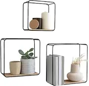 Shelves for Wall, 3 Pieces Bathroom Shelf, Modern Bracket Storage, Robust Metal Organizer for Picture Frames, Plants, Art, Home, Kitchen, Bedroom, Living Room and Workplace