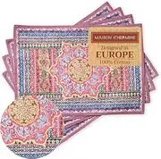 Maison d'Hermine Placemats Set of 4 100% Cotton Washable Cloth Place Mats, Reusable Table Mats for Kitchen Dining Decoration, Party, Wedding, Restaurant (Ispahan, 13" x 19")