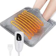 IODOO Double Sided Heating Electric Foot Warmer, Auto Shut Off - Washable Electric Feet with 6 Heat Levels 4 Timers, Warmer Fast Heating Pad Cushion for Foot, Back and Full Body for Women Men(Grey)，40x40