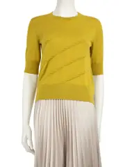 Green Wool Intercciato Accent Top