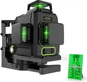 Zokoun 3D Laser Level Green AK360G with Pulse Mode, Switchable 3X 360 Cross Line 12Lines Self Levelling with Rechargeable USB Battery, 2 x 360 Vertical + 1 x 360 Horizontal Lines