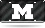 Rico Industries NCAA Michigan Wolverines Carbon Fiber Metal Auto Tag 8.5" x 11" - Great for Truck/Car/SUV
