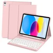 for iPad 11th/10th Generation (A16) Case with Keyboard, Wireless Light Pink-PS