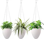 HWASHIN Self Watering Hanging Planter, 3 Pack Unique Eggshell Hanging Succulent Flower Pots Home Office Indoor Decorative Container, White