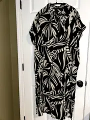 NEW Tahari maxi black & white bath suit cover up size large - could be a dress