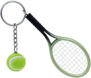 [BESPORTBLE] Mini Tennis Racket Keychain Tennis Ball Split Ring Sport Style Split Keychain Sport Lovers (Random Color)