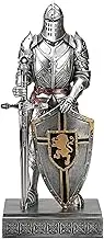 HDMbigmi King's Guard Ornament Knight Statue for Desk, Desktop Accessories Pen Holder Pen Stand Paperweight for Office and Home (Silver)