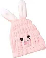 WOFASHPURET Rabbit Ear Hair Towel Wrap Cap Absorbent Drying Hat for Soft Skin Friendly Hair Wrap with Cute Cartoon Design
