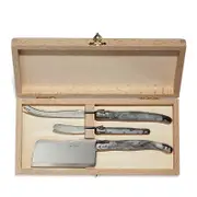 Laguiole Jean Dubost Three-Piece Marble-Handle Cheese Knife Set