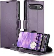for Google Pixel 9 5G Case,forGoogle Pixel 9 Pro 5G Wallet Case,Boyobacase RFID Blocking Phone Cover [Card Slot] [Stand Feature] [Side Magnetic Closure]-Purple