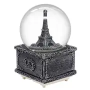 Paris Eiffel Tower Snow Globe Musical Box with Colourful Changing LED Lights