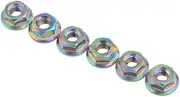 Titanium M6 x 1.0mm Pitch Bicycle Motorcycle Sprocket Flange Nut pack of 6 - (Size: M6, Color: Rainbow)