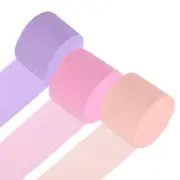 3Roll 1.8"x72FT Crepe Paper Streamers Decorations Peach Pink/Peach/Light Purple
