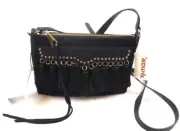 New REBECCA MINKOFF Black MULTI TASSEL CROSSBODY HR26IMTX97 fringe gold