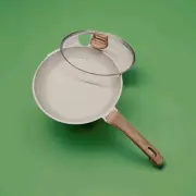 Natural Elements Woodstone Non-stick 12.5" Saute Pan With Lid Beige New 4.4 QT