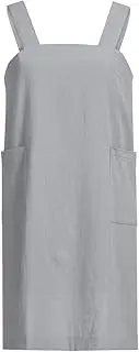 [Generic] Tan Dress for Women Apron Pinafore Cotton Pinafore Garden Work Dress Women Women's Dress Womens Pleated Dress