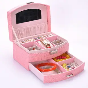 皮革首飾盒公主歐式木質帶鎖韓國飾品耳釘盒雙層手飾品收納珠寶盒