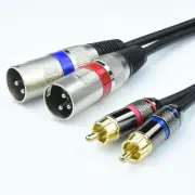Dual XLR Female to Dual Male Phono Cable Adapter Balanced 3pinÂ