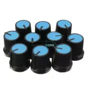 20PCS Hole 6mm Blue Face Plastic Potentiometer Black Knob for Rotary Taper