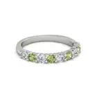 925 Sterling Silver Round 2.50 MM White Cz Peridot Half Eternity Women Ring