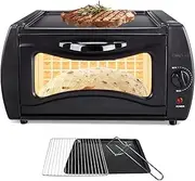 Electric Min Tandoor Oven, 15 L Countertop Pizza Maker with Bake Tray/Bake Rack/Clamp, 50-400℃ Adjustable Temperature Control, Pizza Oven Indoor for Chapati Roti Naan Lahmacun & Manakish