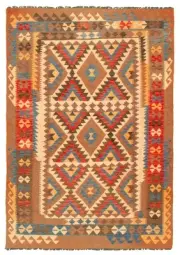Vintage Hand Woven Carpet 4'11" x 6'10" Traditional Wool Kilim Rug