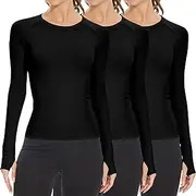 [MathCat] Long Sleeve Workout Tops for Women, Seamless Yoga Running Tops Breathable Athletic Shirts 3 Pack