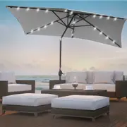 Arcadia Furniture Outdoor 3 Metre Garden Umbrella with In-Built Solar LED Lights Grey