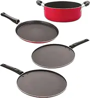 [NIRLON] Non-Stick Coated Aluminium Pfoa Free Kitchenware Essential Combo Set of 4 Pieces (FT10_ST11_ST12_CS24)